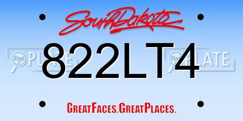 822LT4 South Dakota License Plate