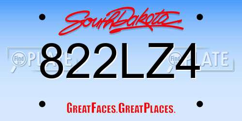 822LZ4 South Dakota License Plate