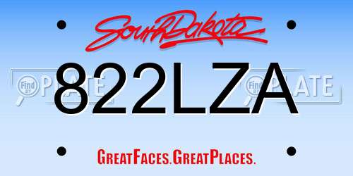 822LZA South Dakota License Plate