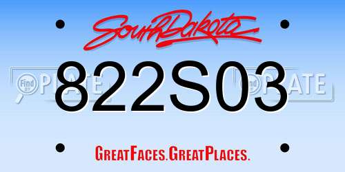 822S03 South Dakota License Plate