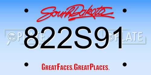 822S91 South Dakota License Plate