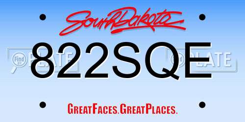 822SQE South Dakota License Plate