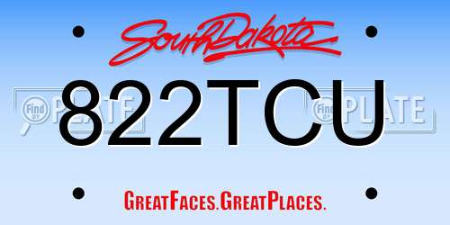 822TCU South Dakota License Plate