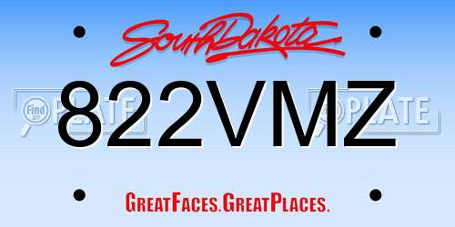 822VMZ South Dakota License Plate