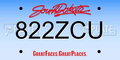 822ZCU South Dakota License Plate
