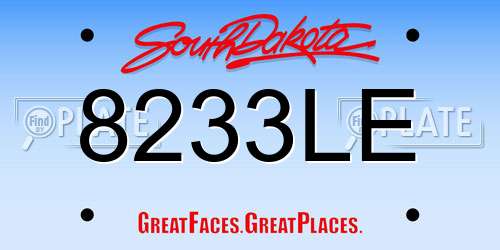 8233LE South Dakota License Plate