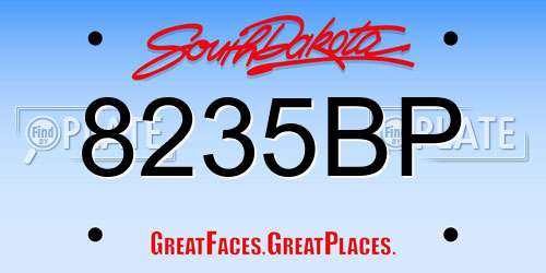 8235BP South Dakota License Plate