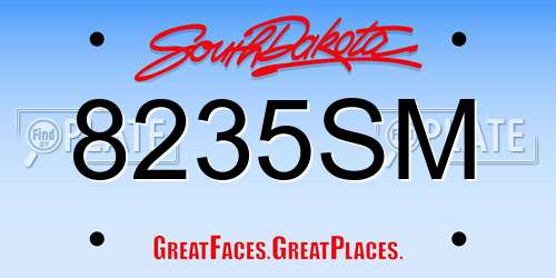 8235SM South Dakota License Plate