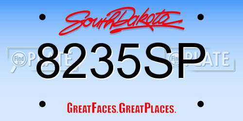 8235SP South Dakota License Plate