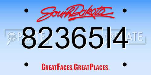 82365I4 South Dakota License Plate