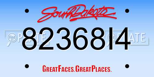 82368I4 South Dakota License Plate