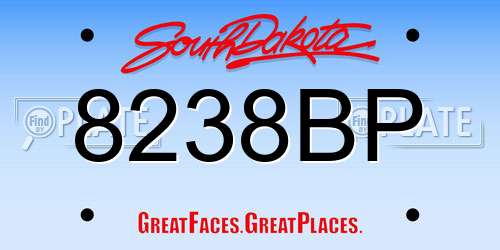8238BP South Dakota License Plate
