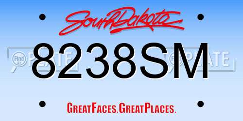8238SM South Dakota License Plate