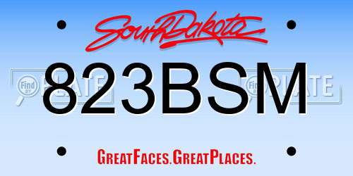 823BSM South Dakota License Plate