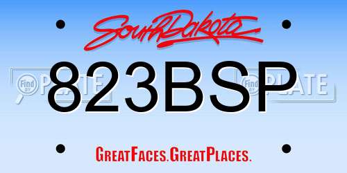 823BSP South Dakota License Plate