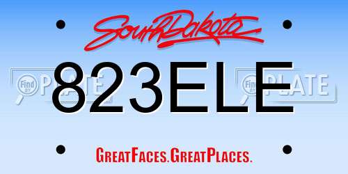 823ELE South Dakota License Plate