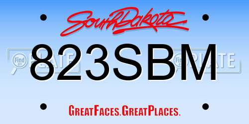 823SBM South Dakota License Plate