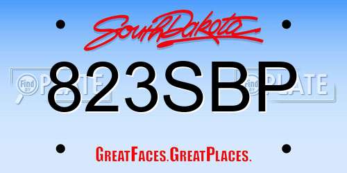 823SBP South Dakota License Plate
