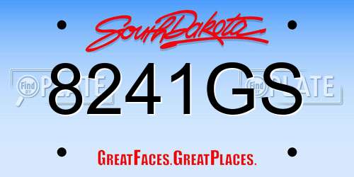 8241GS South Dakota License Plate