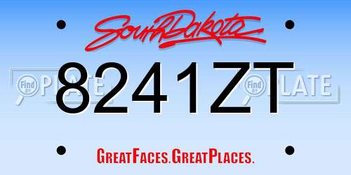 8241ZT South Dakota License Plate