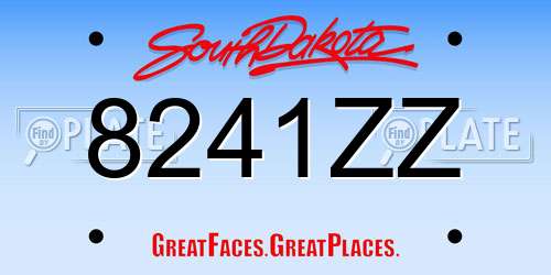 8241ZZ South Dakota License Plate