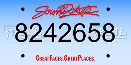 8242658 South Dakota License Plate