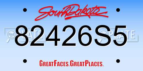 82426S5 South Dakota License Plate