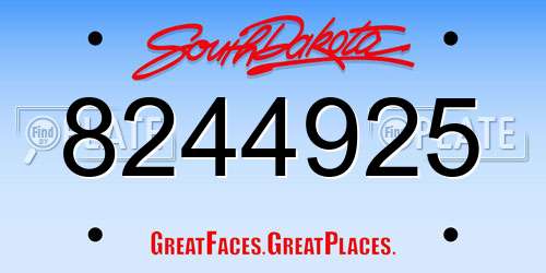8244925 South Dakota License Plate