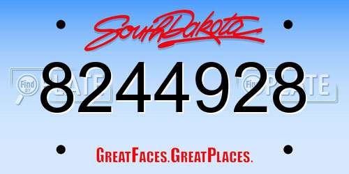 8244928 South Dakota License Plate