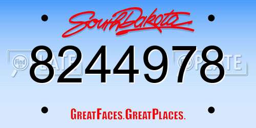 8244978 South Dakota License Plate