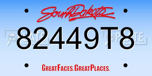 82449T8 South Dakota License Plate