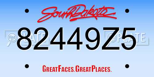 82449Z5 South Dakota License Plate
