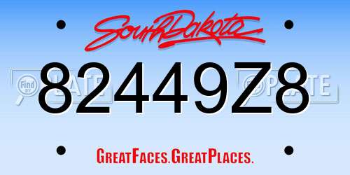 82449Z8 South Dakota License Plate