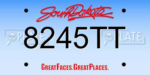 8245TT South Dakota License Plate