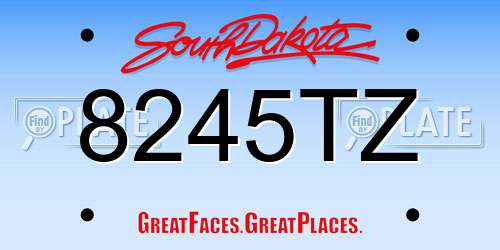 8245TZ South Dakota License Plate