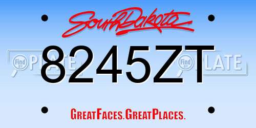 8245ZT South Dakota License Plate