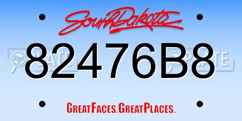 82476B8 South Dakota License Plate