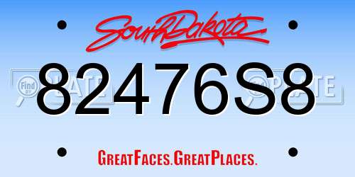 82476S8 South Dakota License Plate