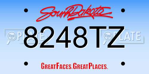 8248TZ South Dakota License Plate