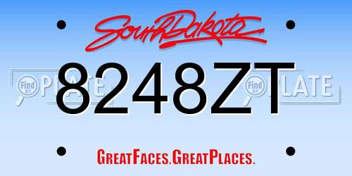 8248ZT South Dakota License Plate