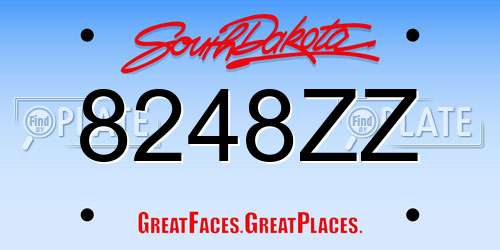 8248ZZ South Dakota License Plate