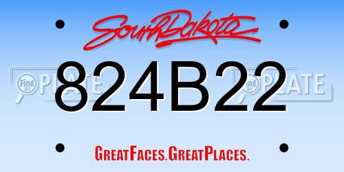 824B22 South Dakota License Plate