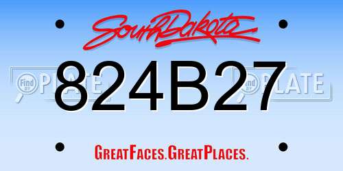 824B27 South Dakota License Plate