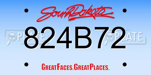 824B72 South Dakota License Plate