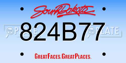 824B77 South Dakota License Plate