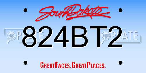 824BT2 South Dakota License Plate