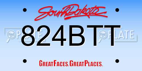 824BTT South Dakota License Plate