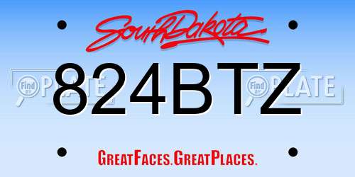 824BTZ South Dakota License Plate