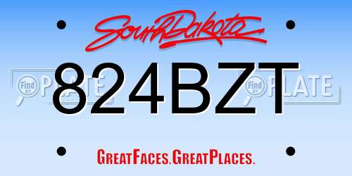 824BZT South Dakota License Plate