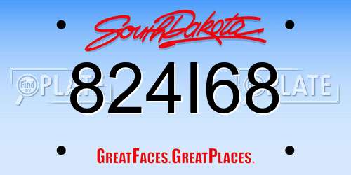 824I68 South Dakota License Plate
